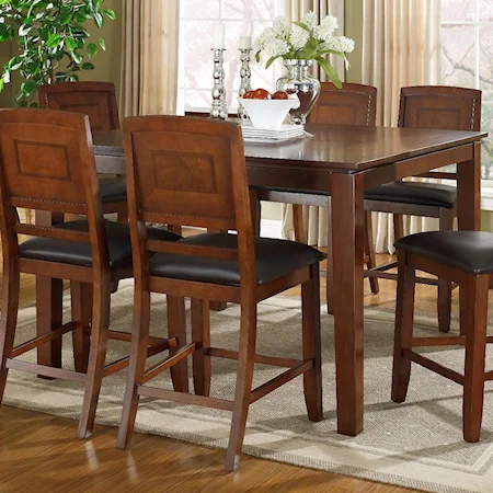 Square Counter Height Pub Table with Walnut Inlay Top